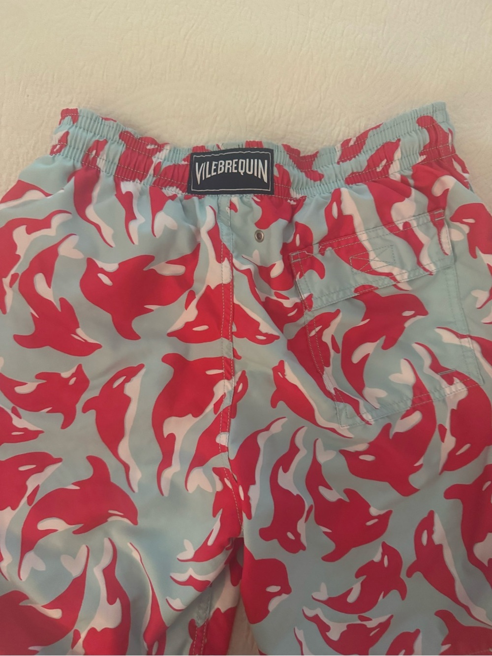 Vilebrequin Light Blue & Red Dolphin-Print Swim Shorts